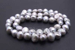 8-9 mm Barock Natürliche Graue Perle Lose Perlen Für Schmuck Herstellung Zum Selbermachen Stränge 14 Zoll - Bild 1 von 6