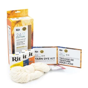 Rit® and Lion Brand® 24/7 Cotton® Yarn Dye Kit, Tangerine/Golden Yellow/Blue - Picture 1 of 5