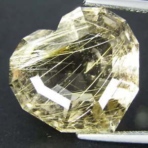 23.32Cts Genuine 100% Natural Earth Mined Rutilite Quartz Heart Shape Custom Cut - Picture 1 of 4