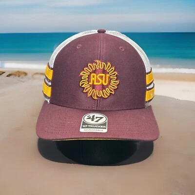 亚利桑那州太阳魔鬼帽子栗色“直 8”卡车司机可调节通风帽 H72 — 第 1/4 张图片