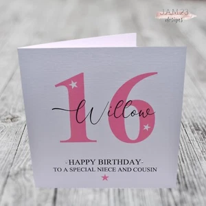 Personalised Girls Birthday Card Female 10th 11th 12th 13th 14th 15th 16th 17th - Picture 1 of 9