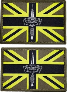 PARCHE BANDERA UNIÓN REINO UNIDO SOMETIDO DE LOS MARINES REALES COMANDO | 2 piezas gancho respaldo 3"X2" - Imagen 1 de 2