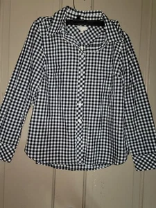 Talbots Women’s Shirt Small Petite Black And White Button Up Top - Picture 1 of 12