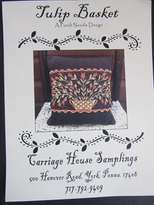 Carriage House Samplings TULIP BASKET Punchneedle Embroidery Pattern - Picture 1 of 6
