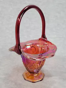 Indiana Glas/Karneval Braut Korb rot/bernstein Starburst Muschel Design 10,5" - Bild 1 von 6