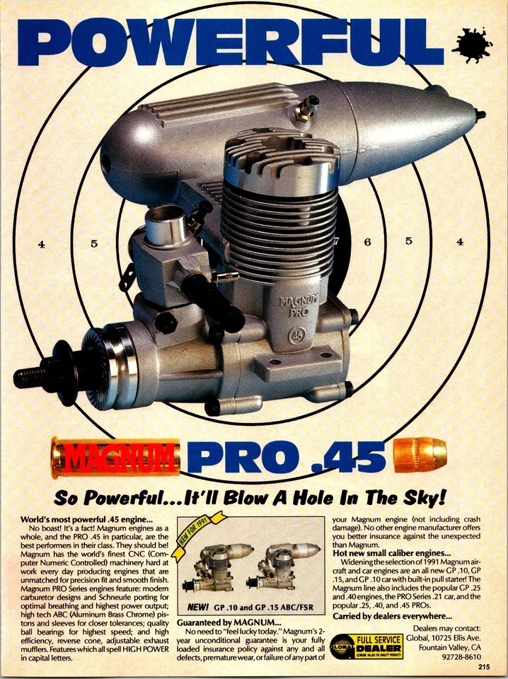 Magnum .45 RC  Engine Vintage Print Ad Wall Art Decor - Image 1 of 1