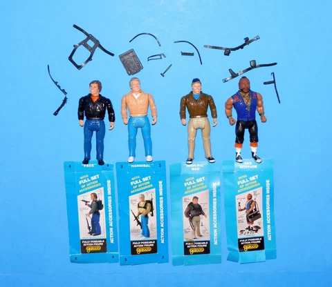 1983 GALOOB THE A-TEAM 6" ACTION FIGURES LOT w/ ACCESSORIES & PACKAGING !!! Cover