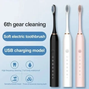 USB Rechargeable Tooth Brush for Adult Teeth Cleanning Sonic Electric Toothbrush - Picture 1 of 11