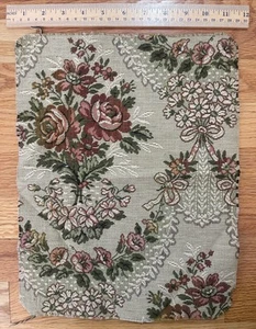 ANTIQUE FLORAL JACQUARD TAPESTRY FABRIC SAMPLE 14.5X11 - Picture 1 of 2