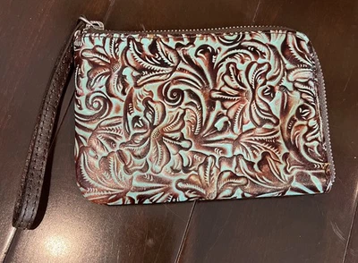 Patricia Nash Turquoise Tooled Leather Wristlet Wallet - Image 1 of 4