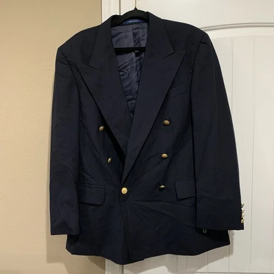 Ralph Lauren Polo University Double Breast Blazer Jacket Sport Coat Gold Button - Image 1 of 4