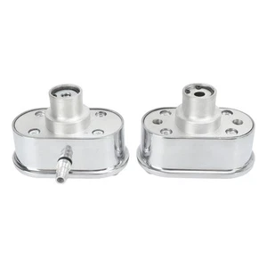 ▫Aluminum Valve Cover Breather PCV Combo Kit Finned Oval Polished 6100FP For - Picture 1 of 12