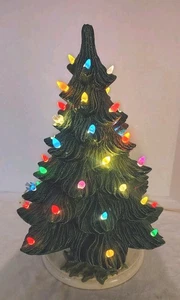 Vintage Ceramic Mold Lighted Green Christmas Tree 16" Has Some Damage ASIS DA80 - Picture 1 of 19