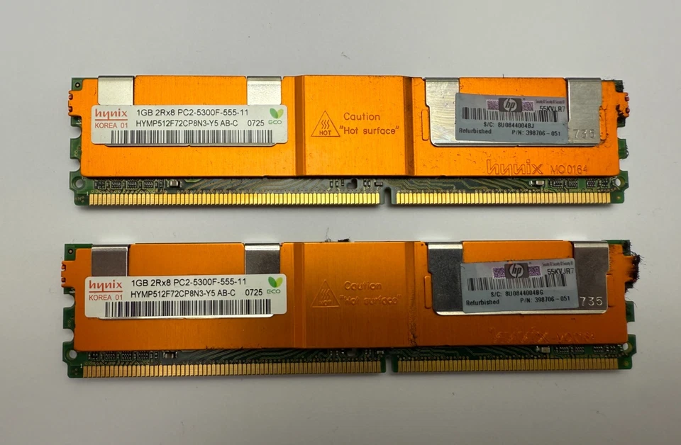 2 x 1 GB Hynix HYMP512F72CP8N3-Y5 AB-C FB DIMM PC2-5300F 667MHz RAM - Bild 1 von 1