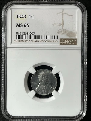 1943 1C  Lincoln Wheat One Cent NGC MS65   8671268-007 - Image 1 of 2