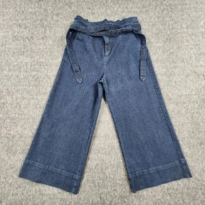 Du Jour Capri Jeans Womens 8P Wide Leg Cropped Paperbag Waist Belted Chambray - Picture 1 of 15