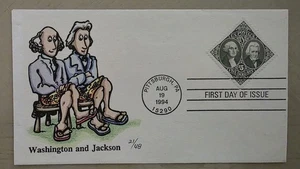 Cachet dibujado a mano Scott # 2592 Washington + Lee primer día de emisión - Imagen 1 de 2