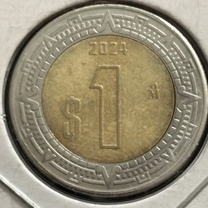 2024 Mexico 1 One Peso Bi-Metallic National arms Coin - Picture 1 of 4