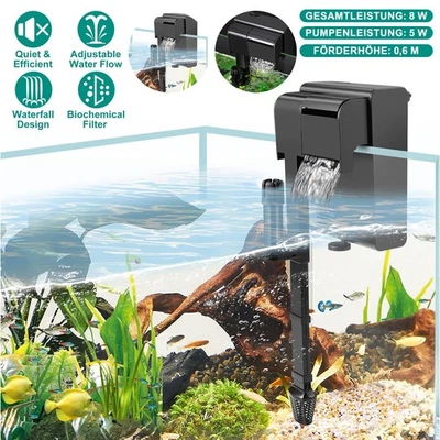 Wasserfilter für Aquarium 450l/h mit Einstellbarem Wasserfluss 10-100L Fischtank - Bild 1 von 4