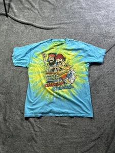 Cheech And Chong Shirt Mens XL Blue Tie Dye Graphic Liquid Blue Stoner Comedy - Picture 1 of 7