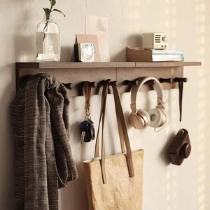 Entrance Coat Rack ,Coat Hooks, Wall-Mounted 1, Walnut colored finish-1 - Picture 1 of 6