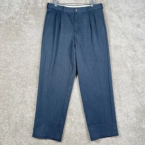 Pantaloni eleganti LL Bean lana uomo 36x32 grigio antracite tweed pieghettato - Foto 1 di 9