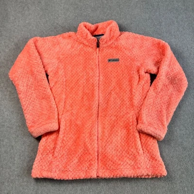 Columbia Fuzzy Fleece Jacket Full Zip Interchange Coral Pink Girls L (14/16) - Image 1 of 4