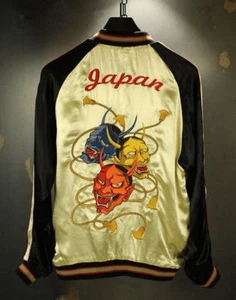 Giacca uomo souvenir modello giapponese ricamo Sukajan REVERSIBILE Hannya Devil - Foto 1 di 12