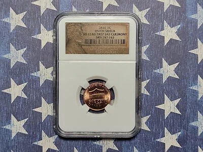2010 LINCOLN CENT NGC MS 65 RD 1C Union Shield First Day Of Issue - Image 1 of 4