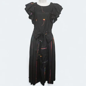 Maxi Vestido Vintage Blair Woolverton Algodón Negro Talla 4 Cottagecore Cinturón EE. UU. - Imagen 1 de 14