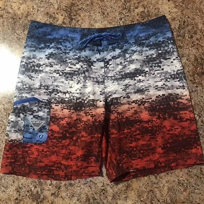 Columbia PFG Hombres Board Shorts OffShore II Rojo Blanco Azul Talla 38 Herramienta de Surf Foto 1 de 4