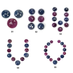 Hermosos conjuntos para joyería redondos de piedras preciosas de rubí y zafiro corte rosa y a cuadros - Imagen 1 de 6