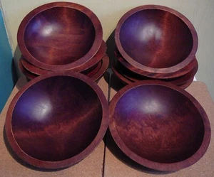 Set of 10 Vintage Baribocraft Canada Solid Dark Wood Salad Bowls serving size - Picture 1 of 9