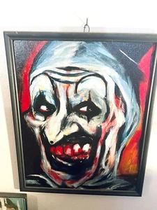 arte il clown terrificante quadro ORIGINALE, dipinto clown, dipinto film horror - Foto 1 di 1