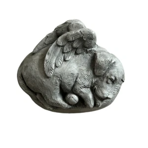 Telle M Stein Vintage 2000 Cachorro Ángel con Bola Resina Estatua Decorativa - Imagen 1 de 5