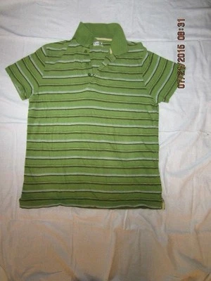Preowned Men's Size Small Green Striped Horny Toad Polo Shirt - Image 1 of 2