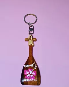 Schlüsselanhänger Hawaii Holz Paddel Hibiskus Schmuck Holz Hawaii Geschenke Aloha State - Bild 1 von 2