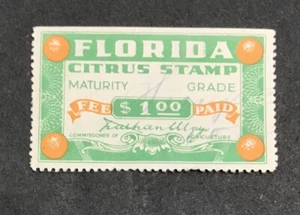 FLORIDA Citrus Fruit Fee Paid $1 VF Used (W20) - Picture 1 of 2