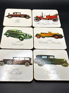 Set Of 6 Vintage Cork Back Model T Car Beverage Coasters - Picture 1 of 2