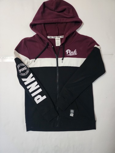 UNDERCOVER Felpa con cappuccio e zip Victoria’s Secret rosa taglia XS marrone bianca e nera