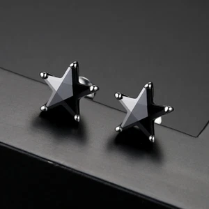 Pendientes de pentagrama negro con incrustaciones de cobre circón simples para mujer joyas enchapadas en oro - Imagen 1 de 6