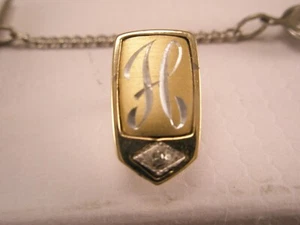 H Initial Monogram Letter Vintage PIERRE CARDIN Lapel Pin Tie Tack harold x143 - Picture 1 of 5