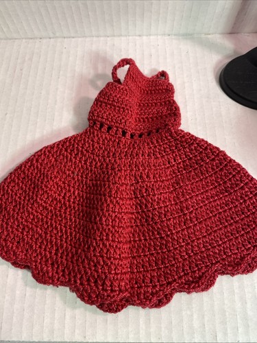 VETEMENTS Abito Barbie vintage fatto a mano all'uncinetto rosso