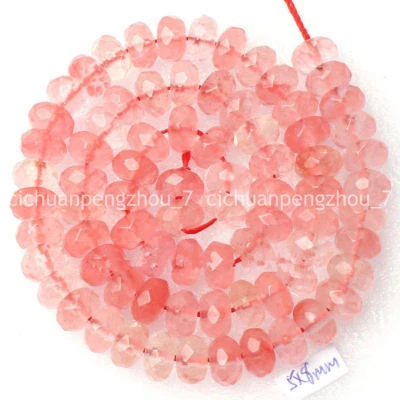 Cuentas sueltas facetadas de 5x8 mm rosa sandía turmalina rondelle piedras preciosas 15 pulgadas Foto 1 de 4