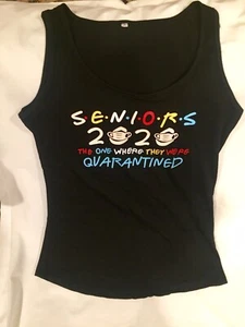 Neu Damen Mädchen Senioren 2020 Tank Top Shirt Quarantäne Small schwarz Absolvent - Bild 1 von 2