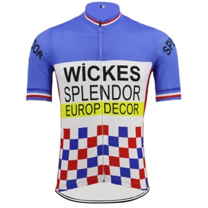 Maglia ciclismo uomo retrò squadra Wickes maglia bicicletta ciclismo maglietta ciclismo top - Foto 1 di 4