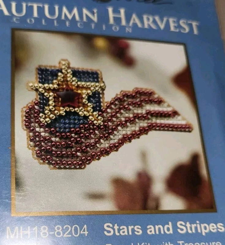 Stars & Stripes Beaded Cross Stitch Kit Mill Hill 2008 Autumn Harvest