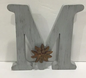 Rustic Gray Wood Monogram Alphabet Letter M Decorative Center Piece Shabby Chic - Picture 1 of 9