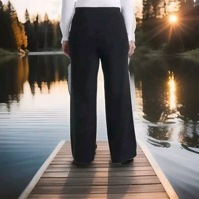 Espléndido Pantalón Suéter Pierna Ancha, Negro, M Mujer Pantalones Nuevo Foto 1 de 4