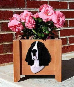 Basset Hound Planter Flower Pot Black White - Picture 1 of 1